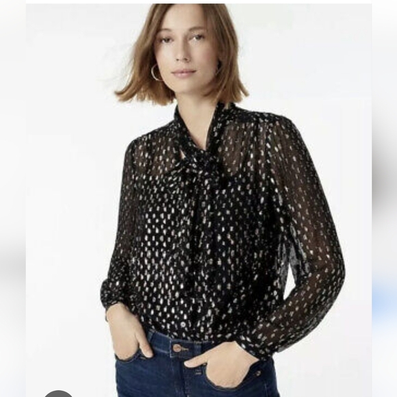 J.CREW Black Blouse with rainbow Lurex Size XL - Picture 1 of 15